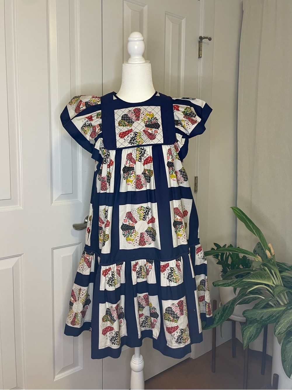 SEA New York Pippin Patchwork Flutter Sleeve Mini Dress – Size S